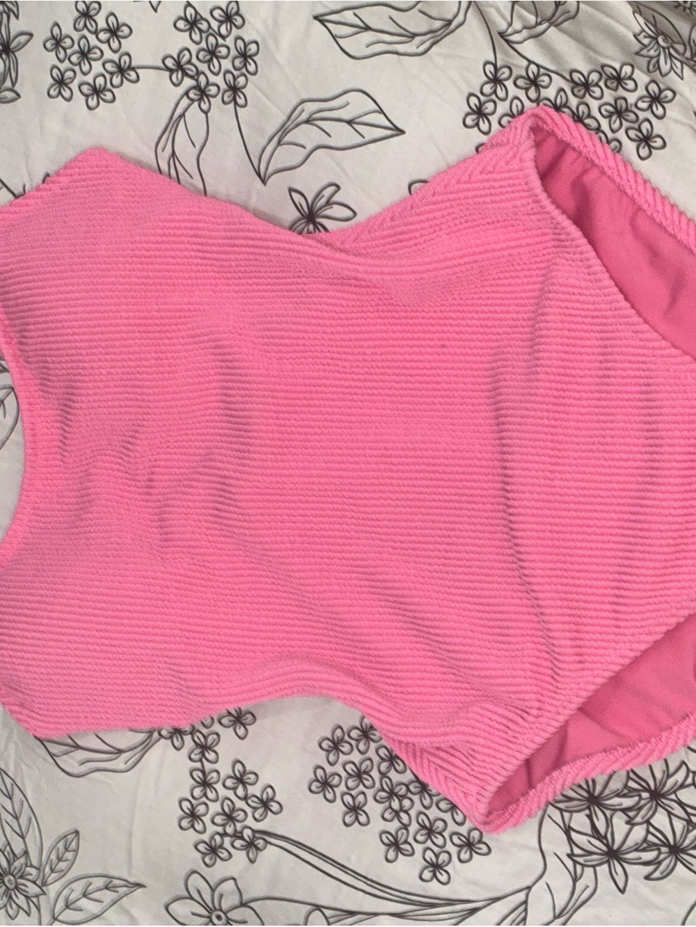 Shade & Shore Hot Pink Ribbed Bandeau Swimsuit